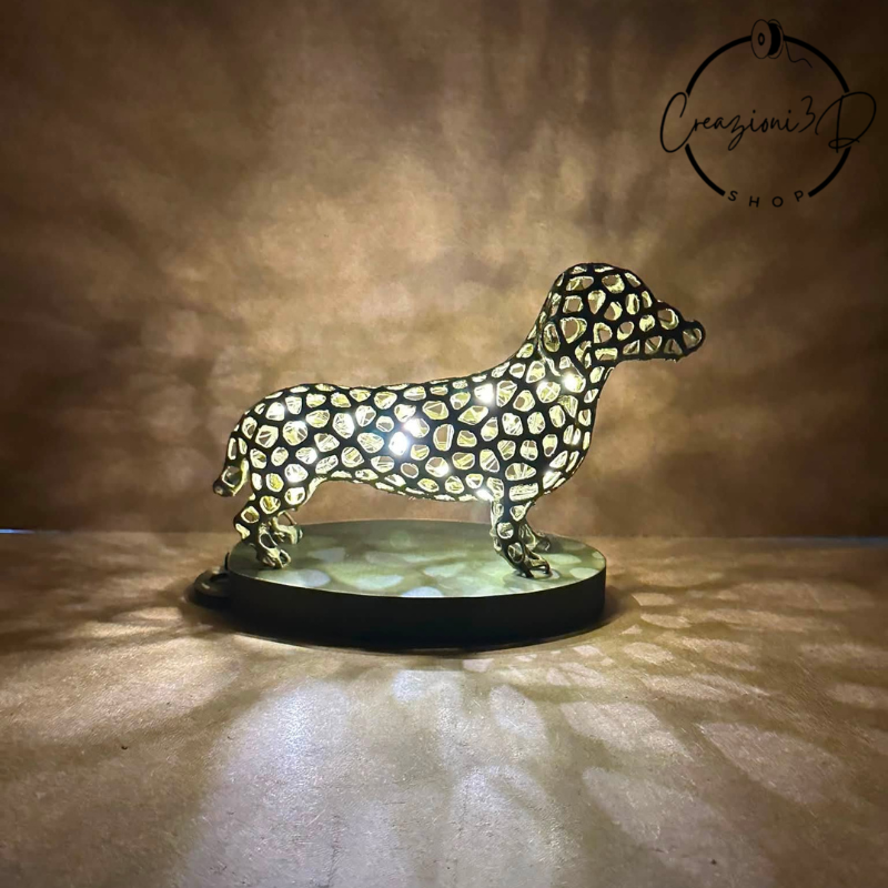 bassotto luminoso fatto con stampante 3d
