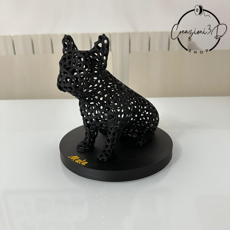 bulldog luminoso creato con stampante 3d in PLA