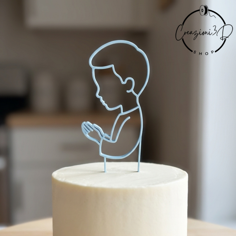 cake topper bambino che prega per comunione