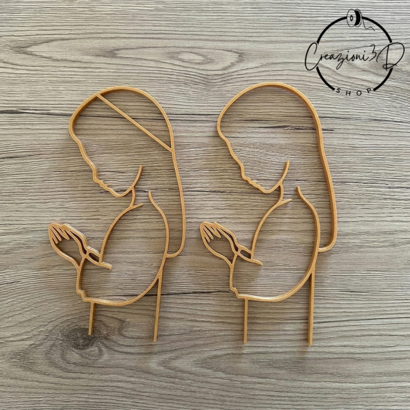 cake topper silohuette bimba che prega in materiale ecosostenibile