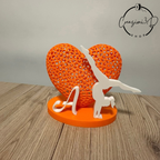 cuore luminoso con ginnasta e lettera in PLA, bioplastica atossica, idea regalo per amante ginnastica ritmica