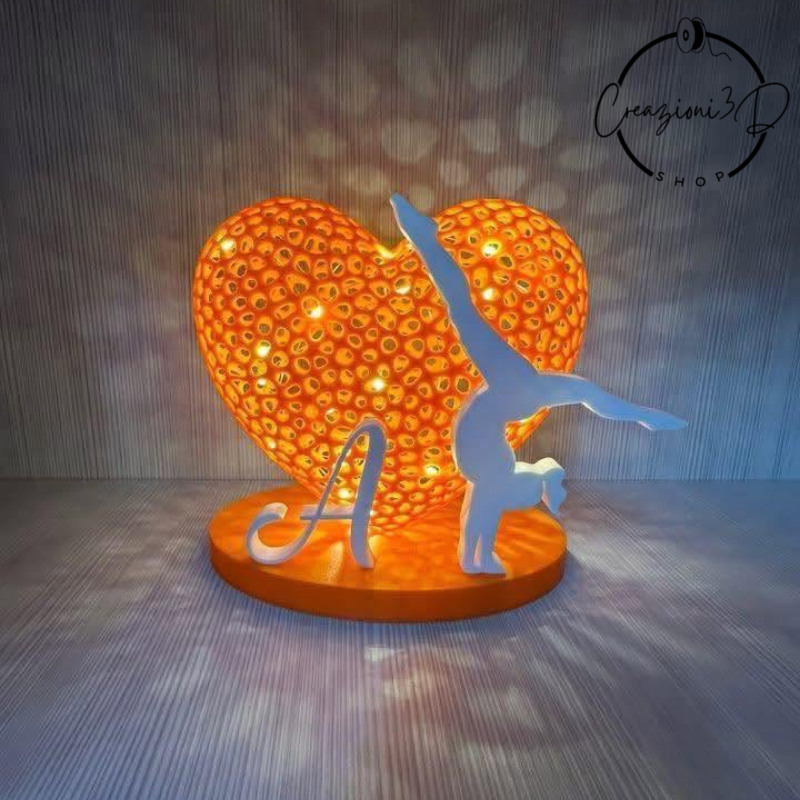 cuore traforato con lucine, cuore personalizato, stampa 3d, bioplastica