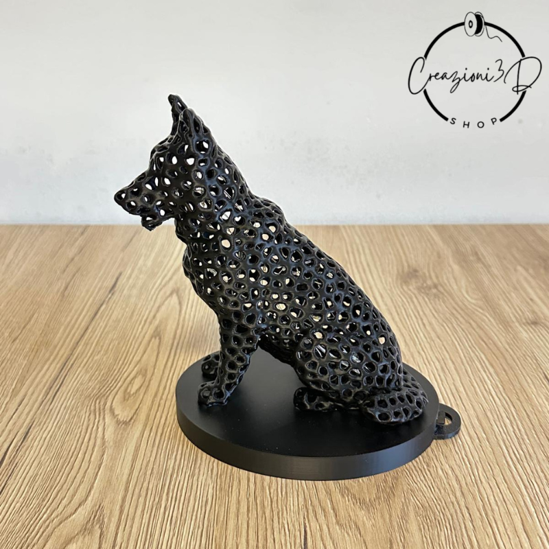 pastore tedesco nero fatto con stampante 3d in PLA bioplastica cane design