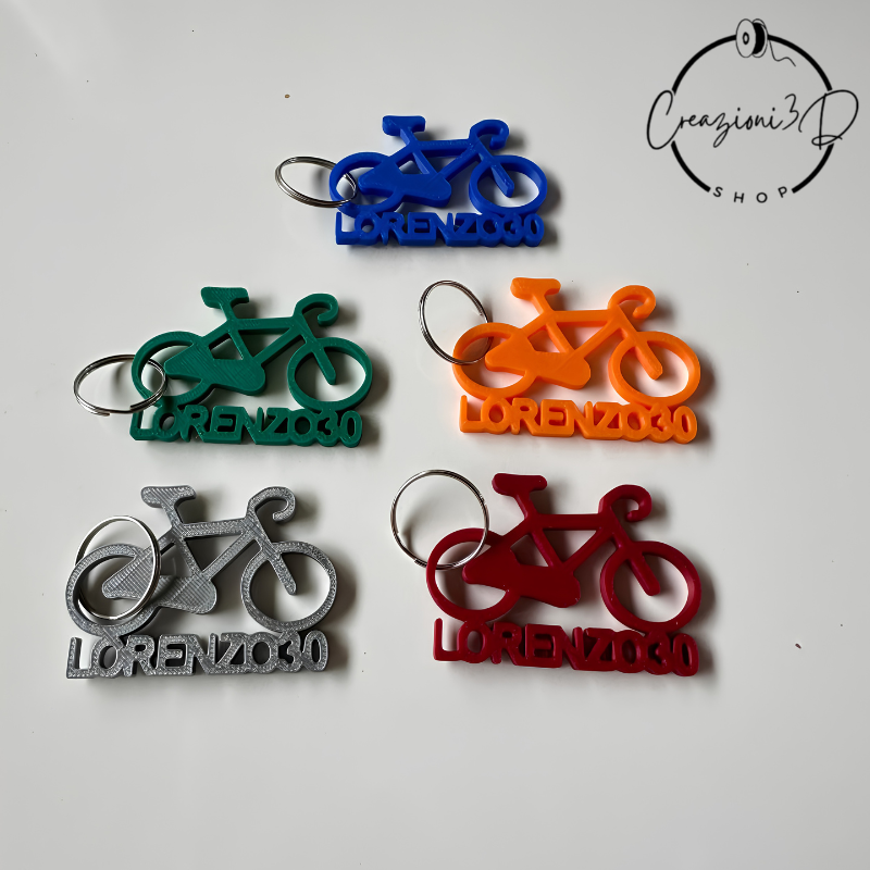 portachiavi bicicletta ciclista con nome