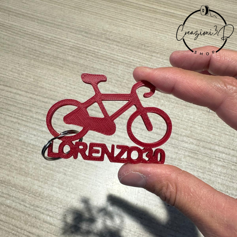 portachiavi colore rosso a forma di bicicletta, regalo per ciclista