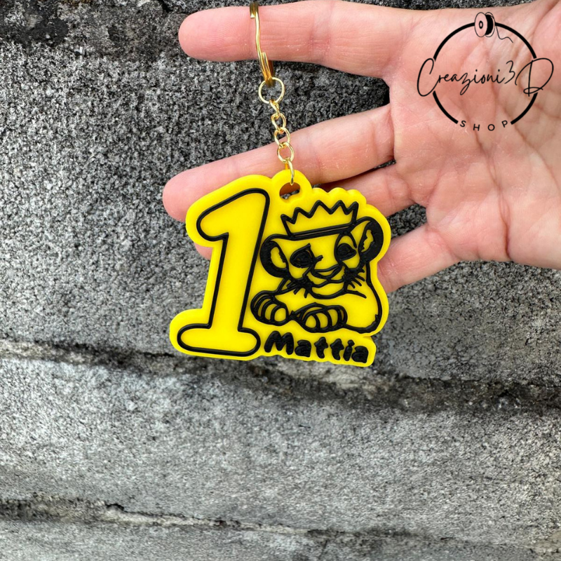 portachiavi simba primo compleanno stampa 3d