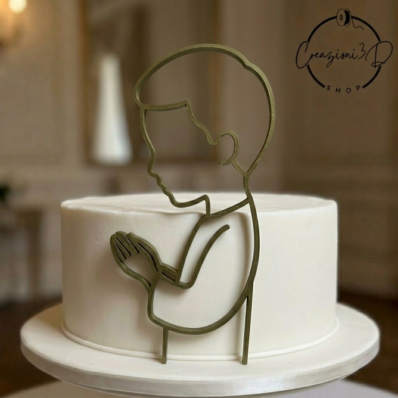 cake topper sagoma bambino che prega per torta comunione
