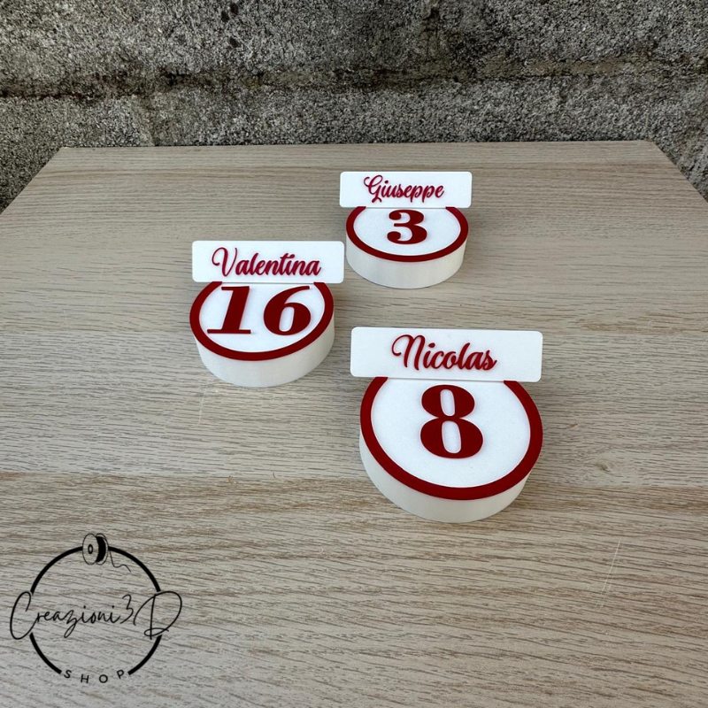 segnaposto per tavola di natale numero tombola con nome